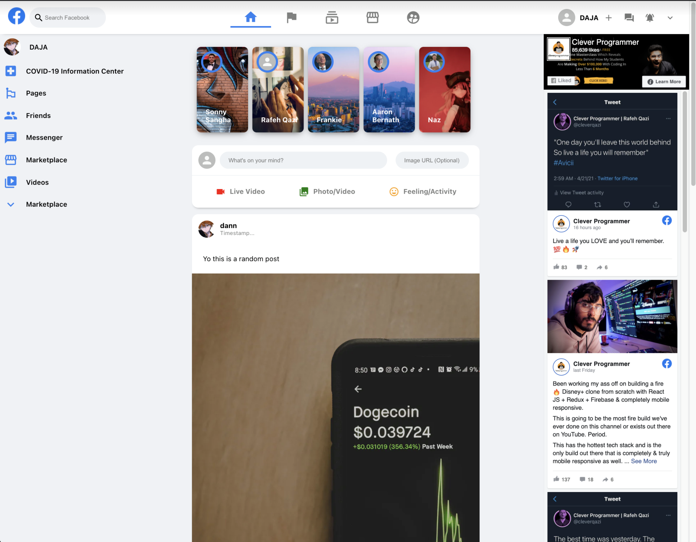 Fb Clone (React JS)